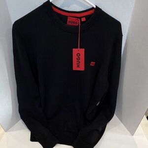 NWT HUGO Boss Red Label Black Cotton blend Men's Pullover Sweater Crew Neck Sz M